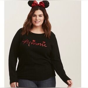 TORRID DISNEY MINNIE MOUSE BLACK SEQUIN SWEATER 2X women’s